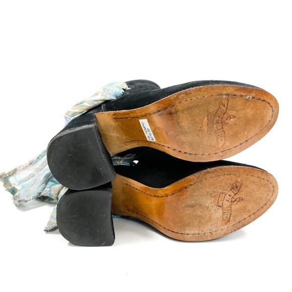 RARE Freebird Tempo Black Suede Blue Scarf Ankle Boots - Picture 5 of 8